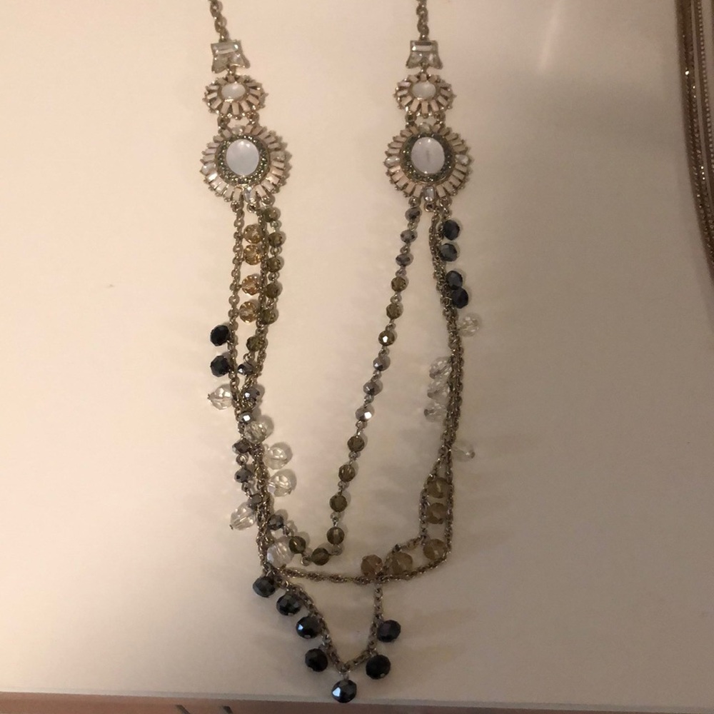 Long Ann Taylor Rhinestone and Beaded Necklace